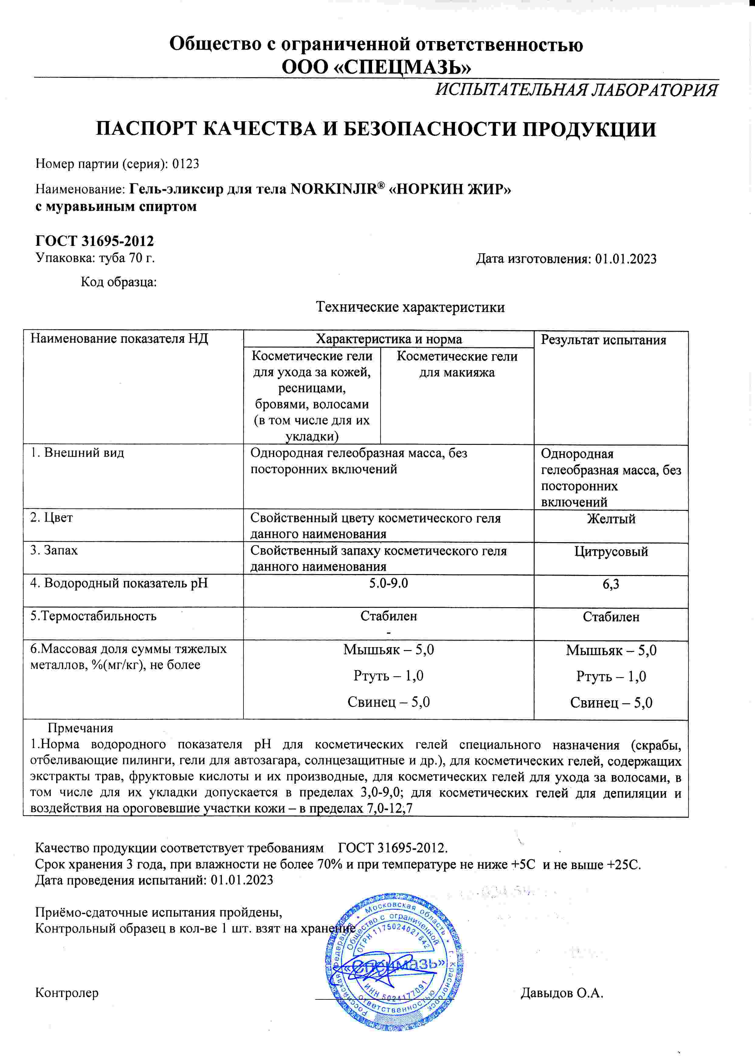 Паспорт №012023